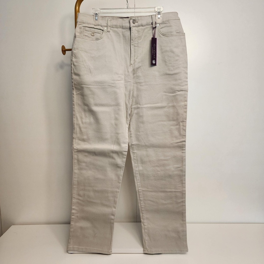 16 Gloria Vanderbuilt Amanda Khaki Relaxed Fit & Cut Trousers, Size 16